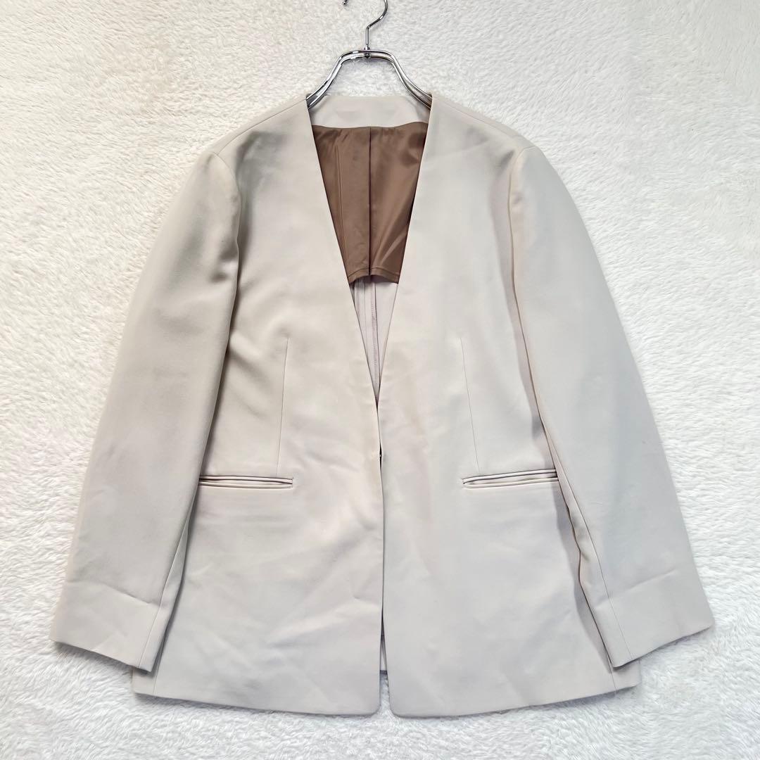 希少✨アオキ レミュー ノーカラー ジャケット パンツスーツ ベージュ 3XL