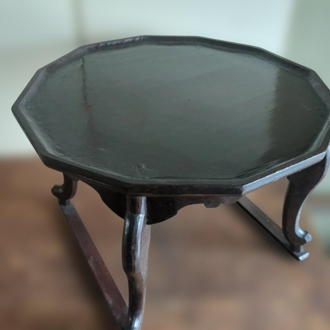 骨董 李朝 ソバン 小盤 李朝 お膳　花形 虎脚 机　花台 木製 飾り台