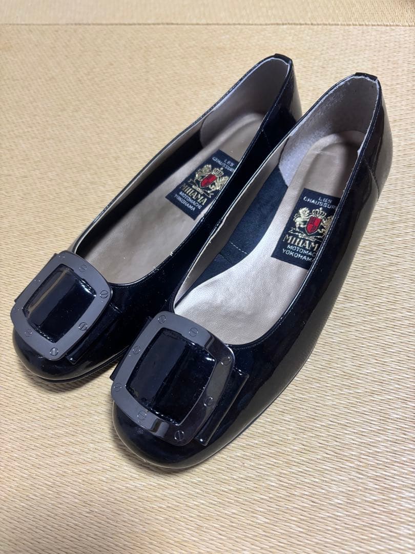 ミハマ　箱無し美品　バレエフラットシューズ ブラック 24.5cm