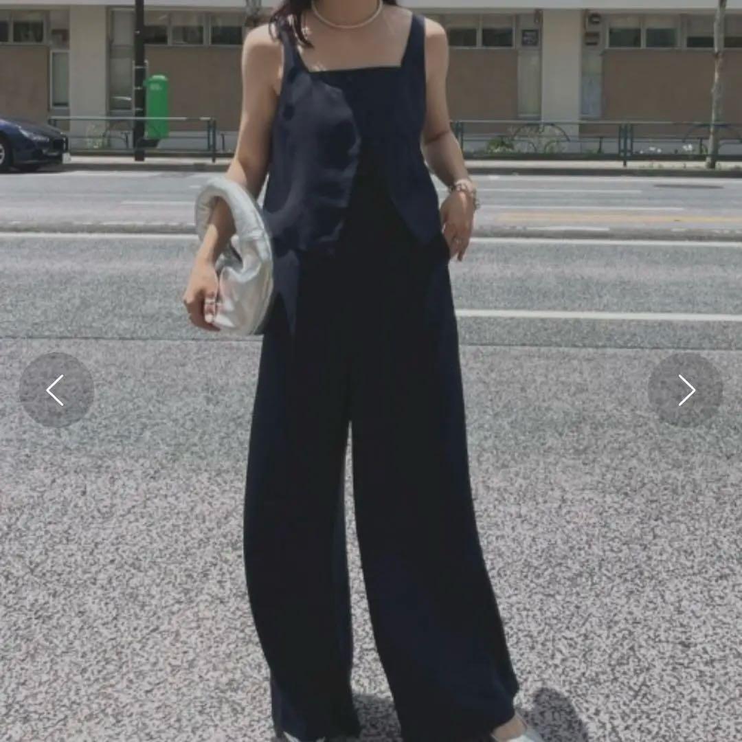 AMERI VEST SET BARE TOP ROMPERS ネイビー　S