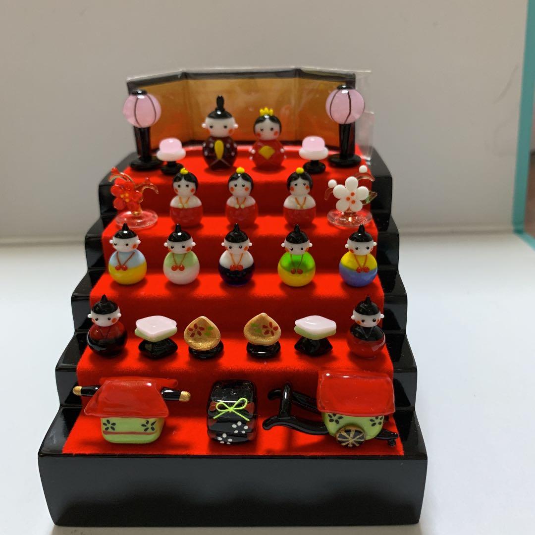 ガラス細工　春の豆雛五段飾り