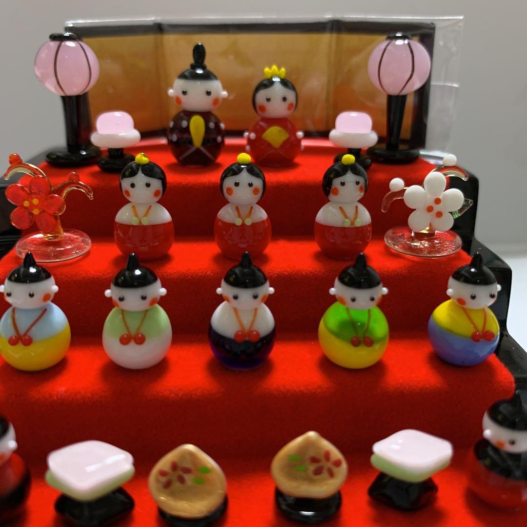 ガラス細工　春の豆雛五段飾り