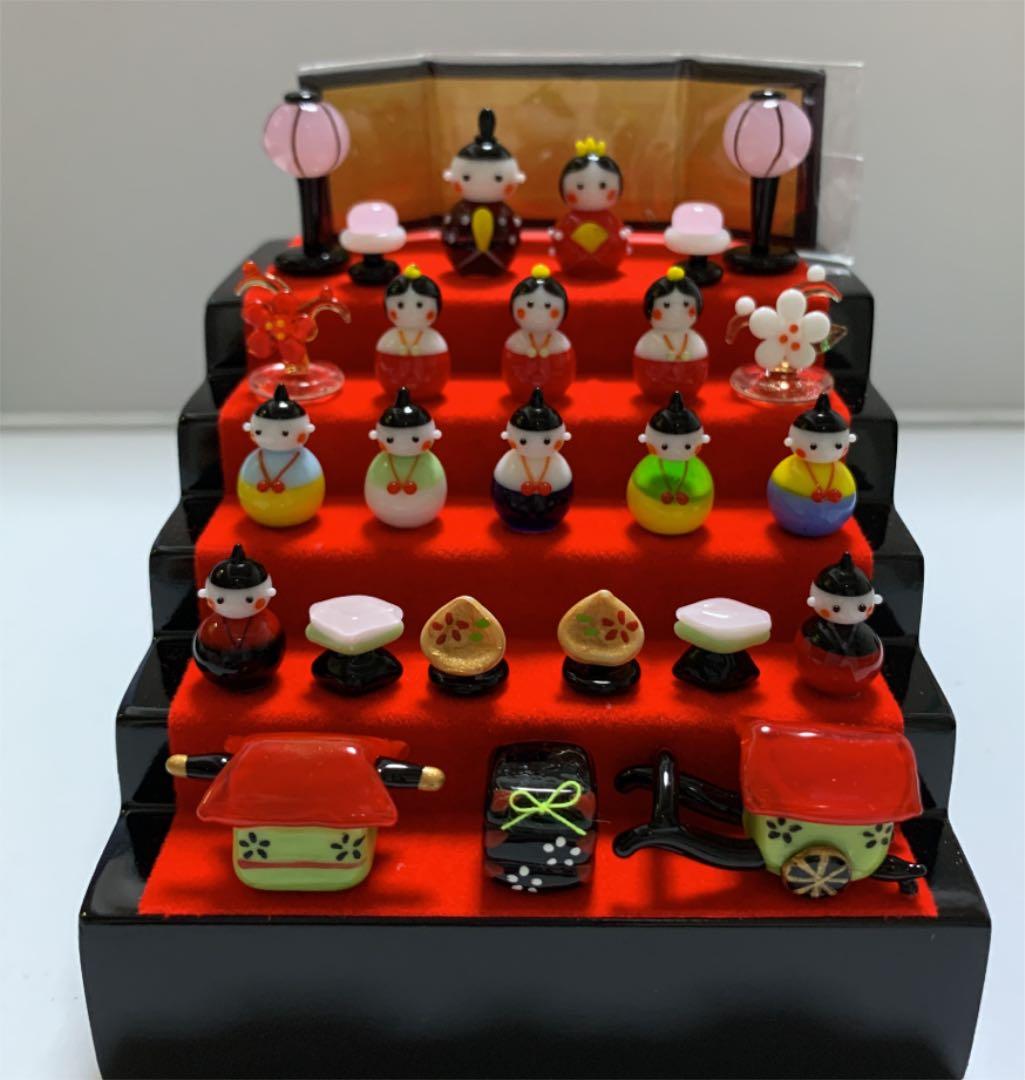 ガラス細工　春の豆雛五段飾り