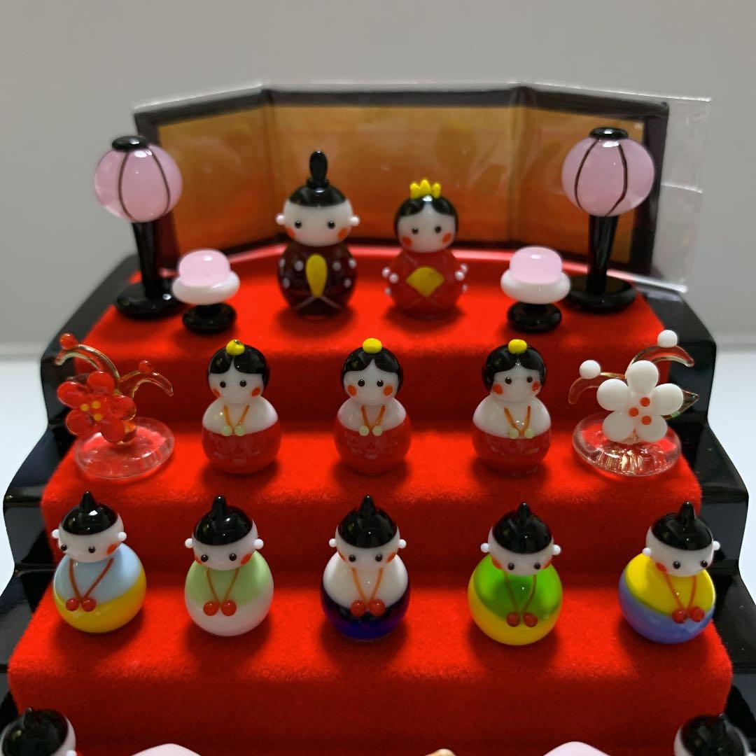 ガラス細工　春の豆雛五段飾り