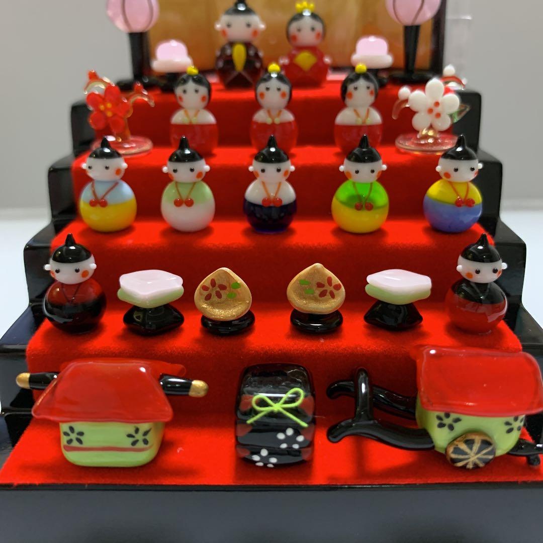 ガラス細工　春の豆雛五段飾り