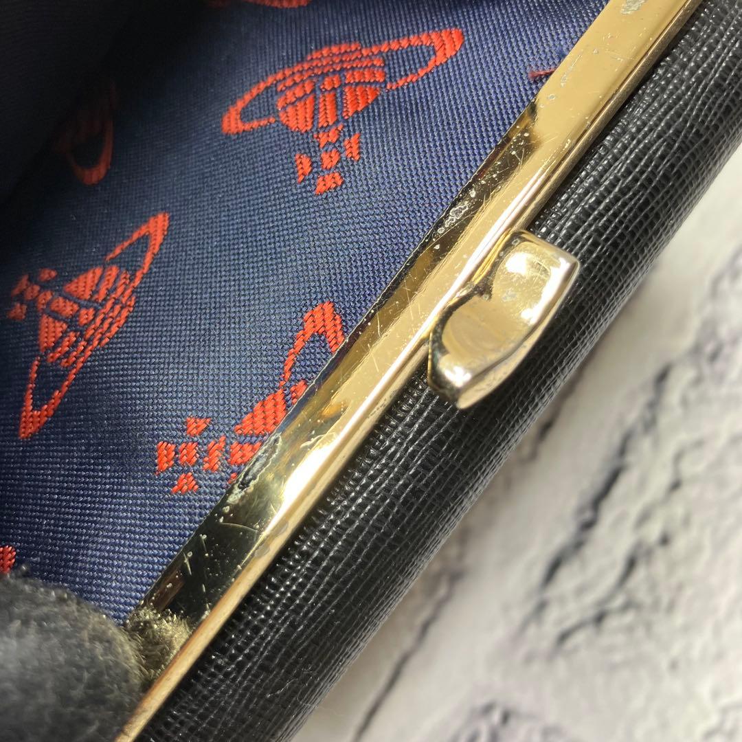 ヴィヴィアンウエストウッド✨がま口 オーブ ゴールド金具 三つ折り財布 本革 黒