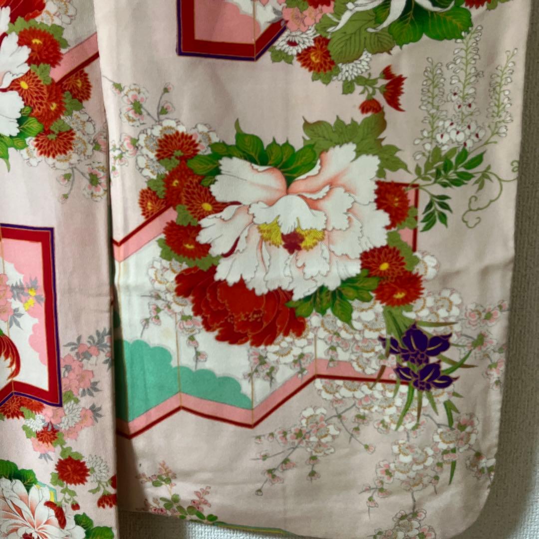 七五三　ハーフ成人式　ピンク　正絹　アンティーク　大正ロマン　花柄