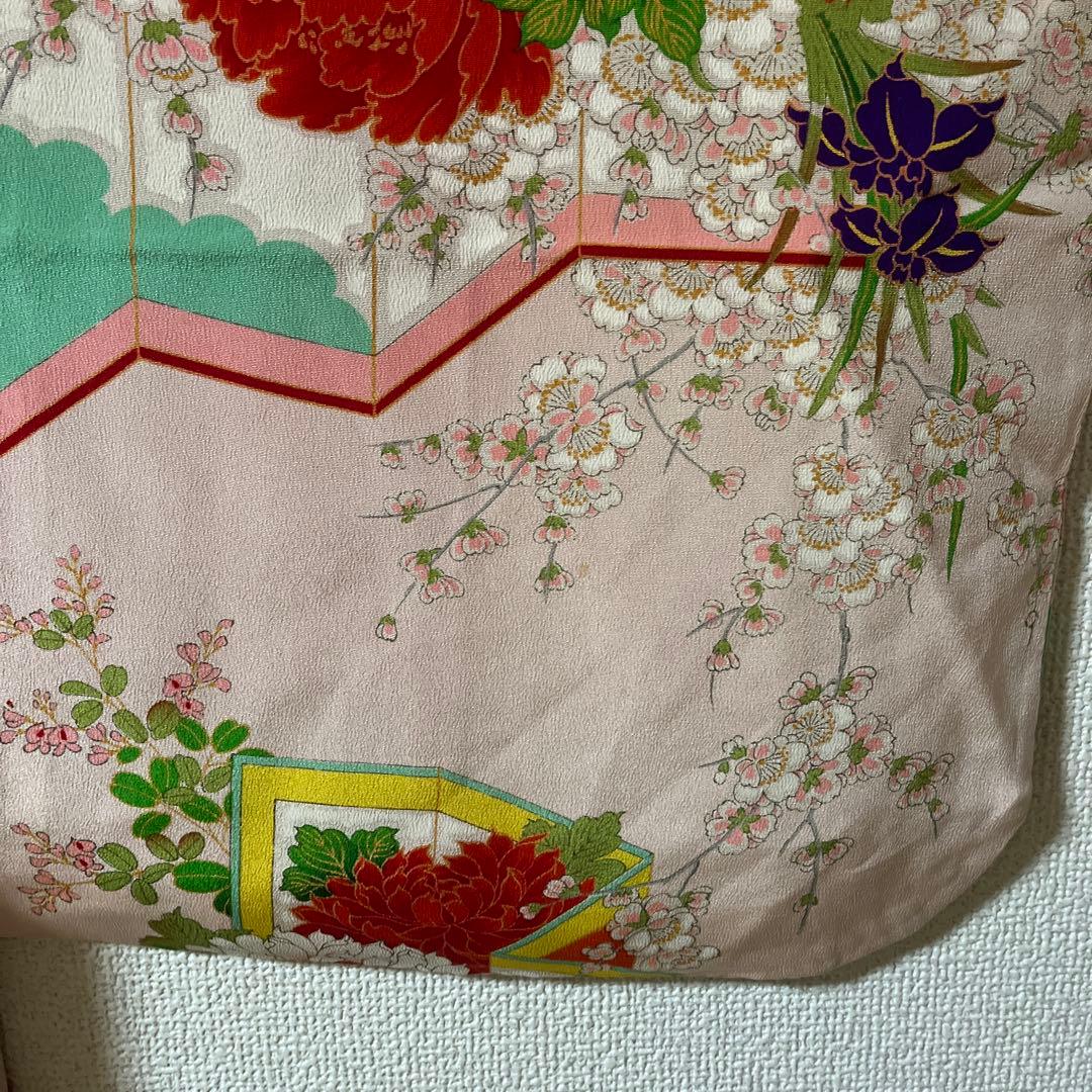 七五三　ハーフ成人式　ピンク　正絹　アンティーク　大正ロマン　花柄