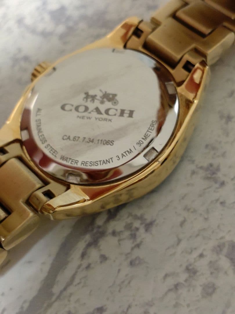 極美品　稼働　コーチ　箱付き　ゴールド　石付き　腕時計　馬車　説明書付き