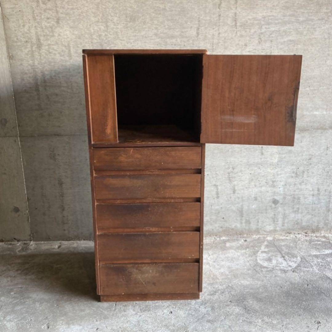 古いキャビネット チェスト ラック 箪笥 電話台 棚 木製 当時物 昭和 レトロ