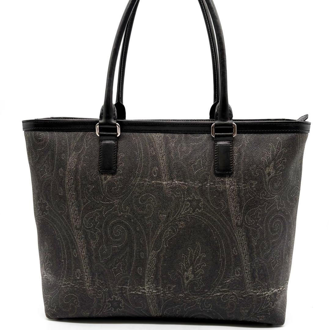 ETRO エトロ トートバッグ ペイズリー PVC レザー 肩掛け A4可 黒