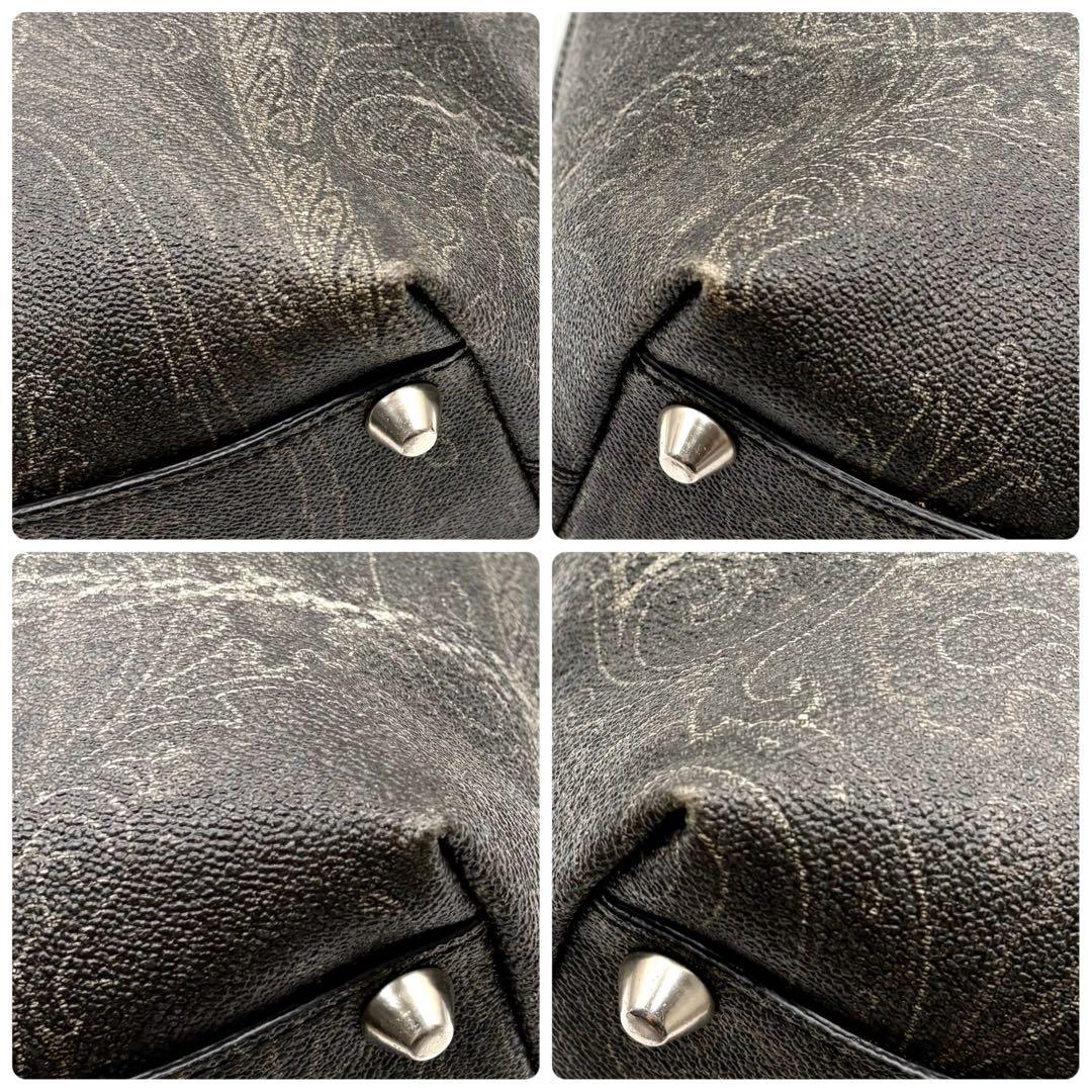 ETRO エトロ トートバッグ ペイズリー PVC レザー 肩掛け A4可 黒