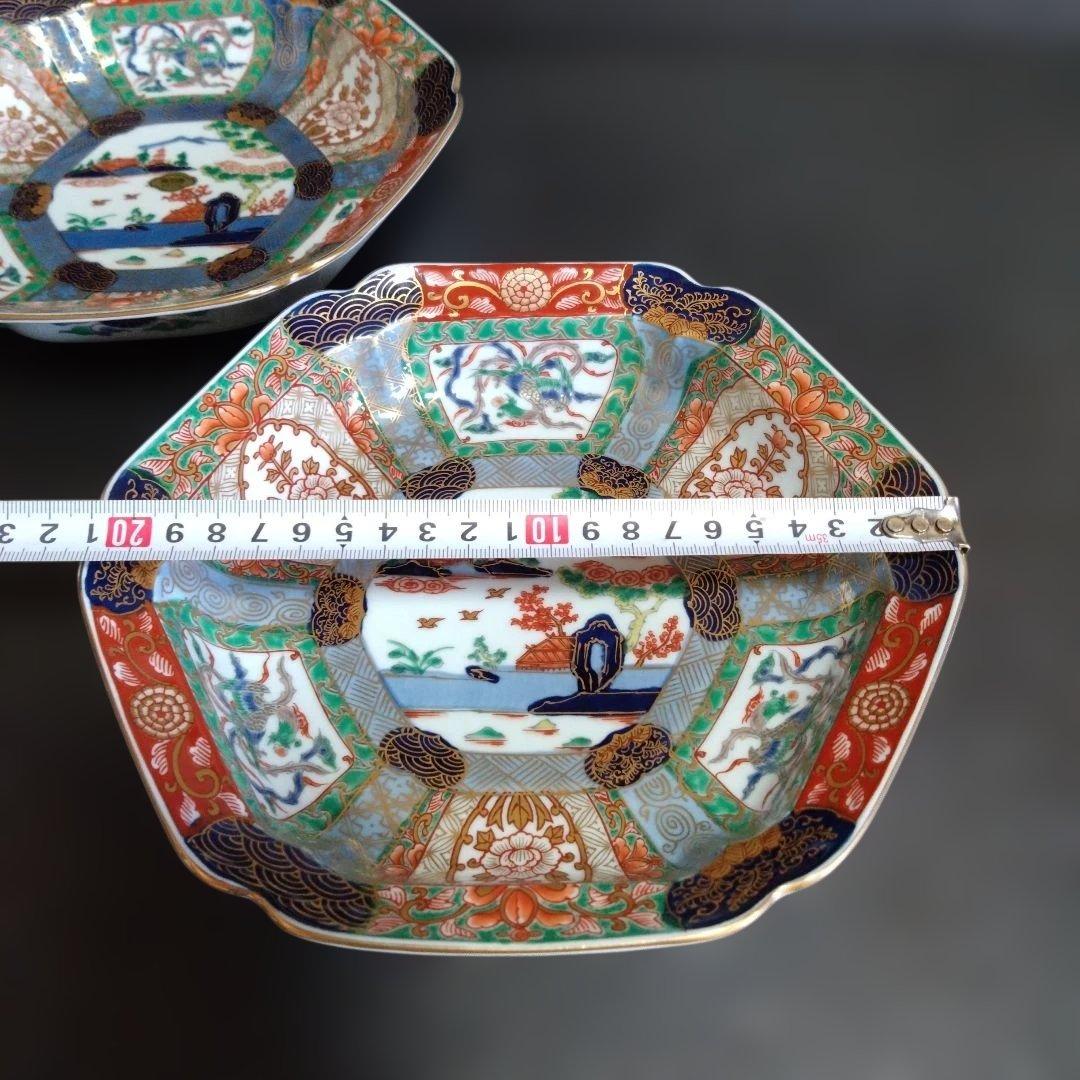 新品未使用 有田焼 幸楽窯 錦絵山水 六角深皿2枚　お祝い