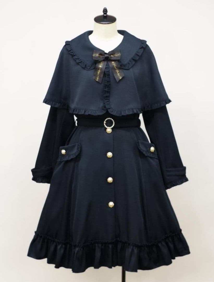 Amavel バッスルドレストレンチコート ネイビー