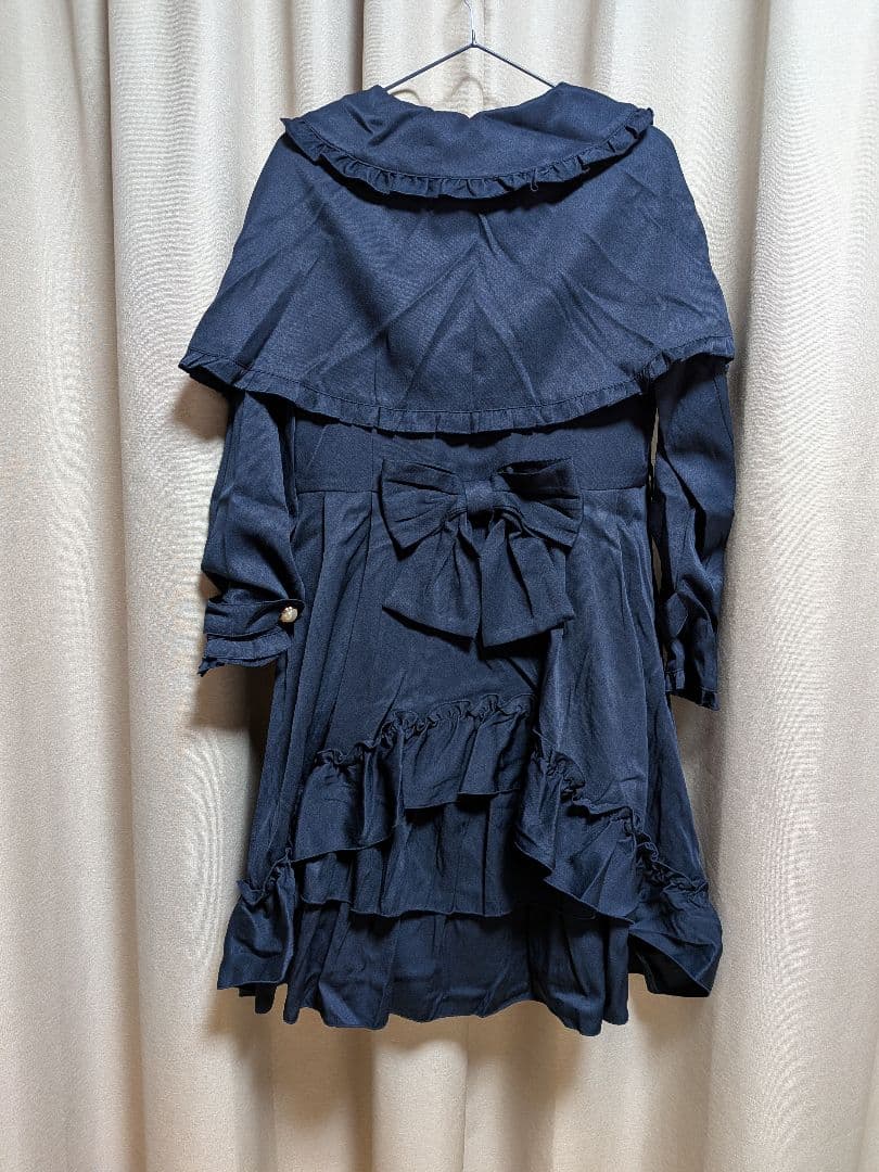 Amavel バッスルドレストレンチコート ネイビー