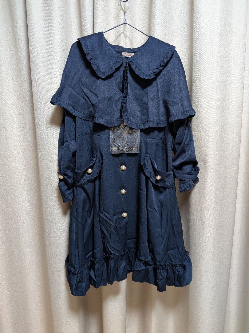 Amavel バッスルドレストレンチコート ネイビー