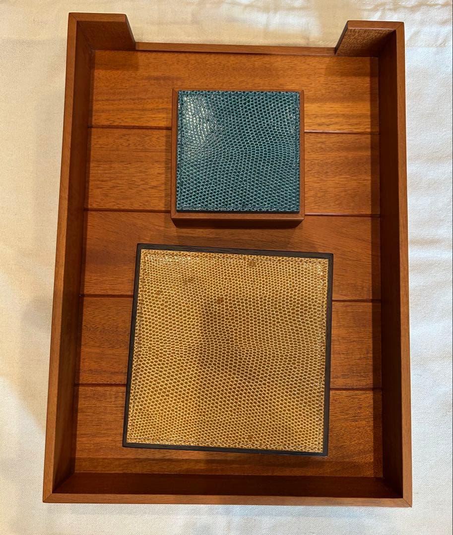 HERMES 木製 小物入れ トレイ3点セット売り