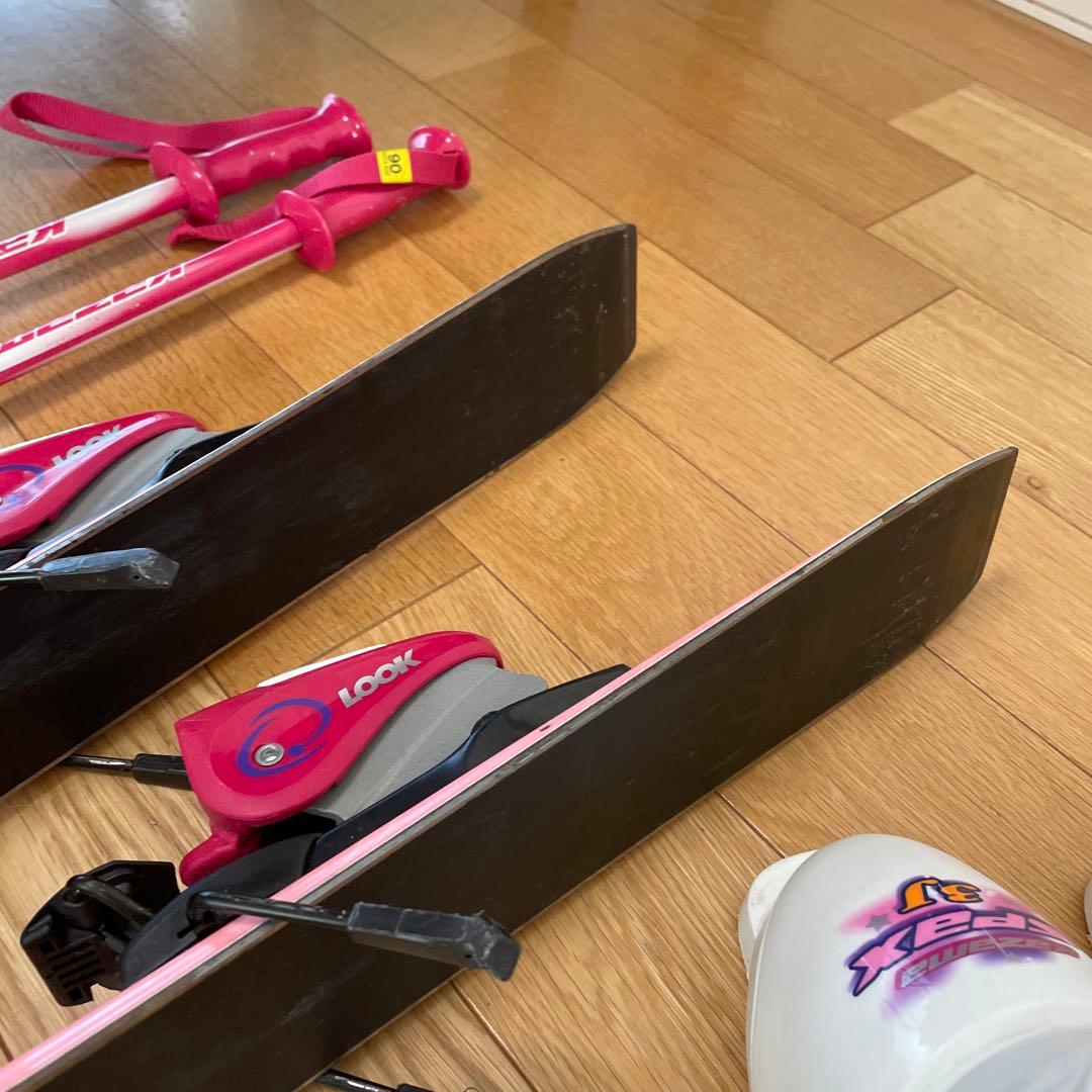 スキー板 ブーツ2足　ストック 4点セット　サイズ90