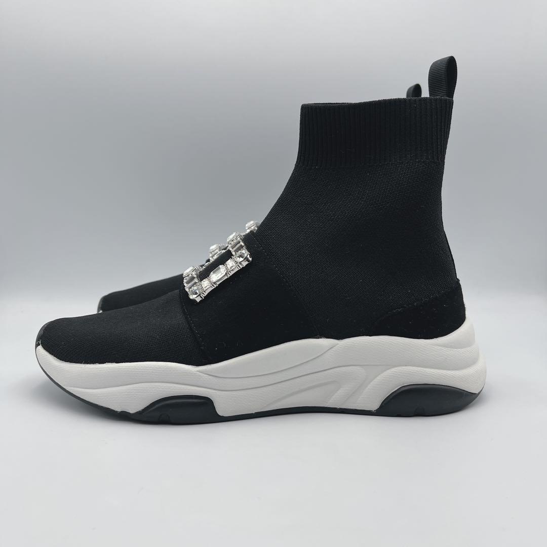 +diana 【ミドル丈】クリスタルバックル ニットソックススニーカー