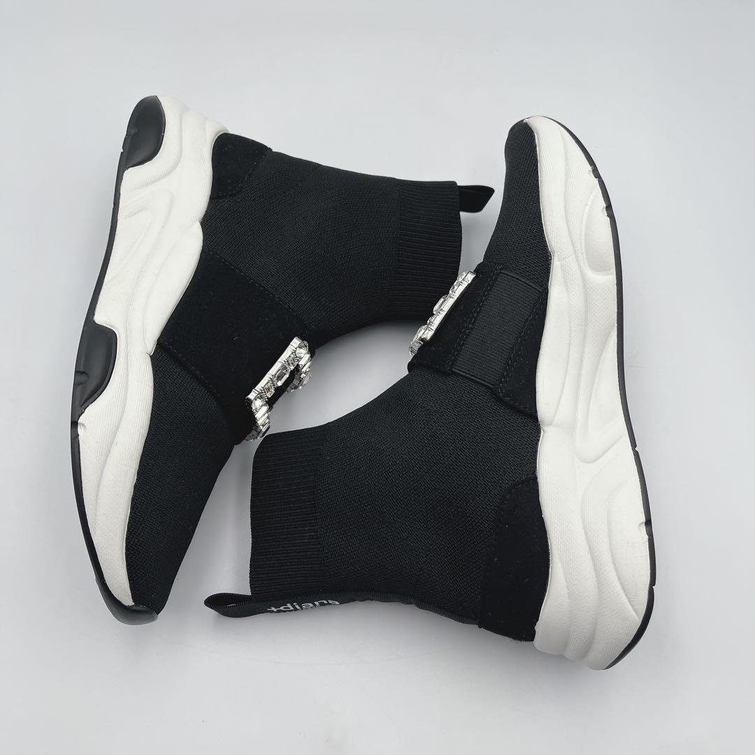 +diana 【ミドル丈】クリスタルバックル ニットソックススニーカー