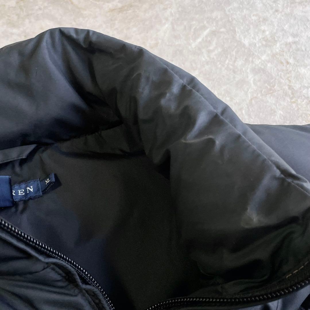RALPH LAUREN 保温性 ロゴ刺繍 ダブルジップ ダウンベスト 黒 XL