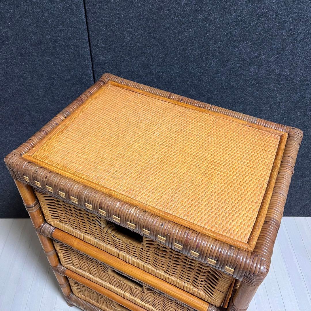 kazama ラタン　籐　ラタンラック　収納ラック　引き出し　3段　インドネシア