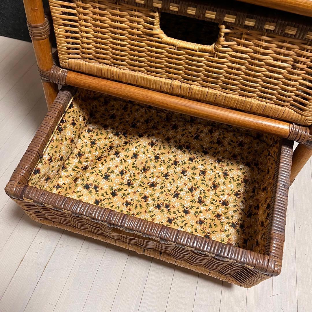 kazama ラタン　籐　ラタンラック　収納ラック　引き出し　3段　インドネシア