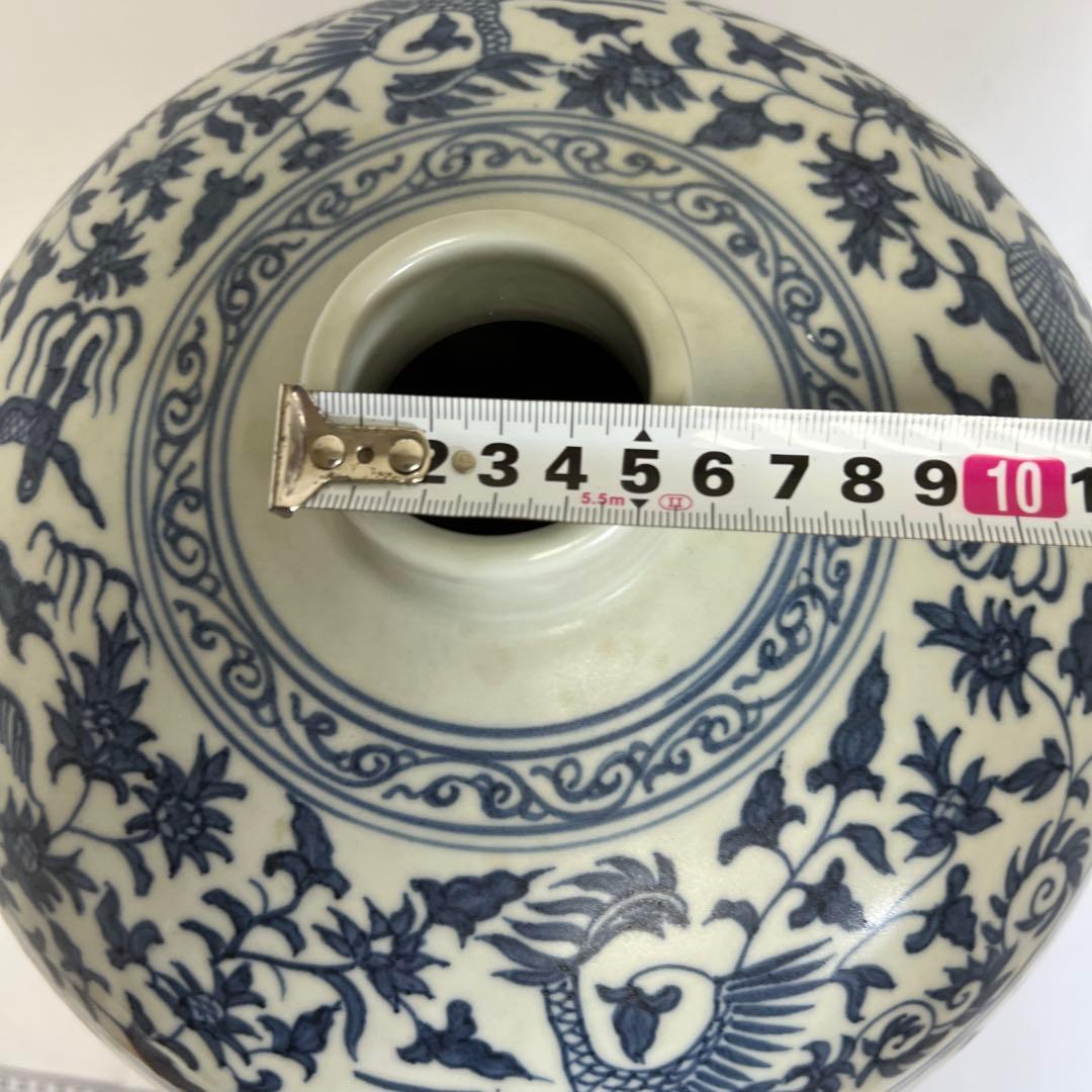 中国美術　青花釉裏紅　大花瓶　高さ45㎝　木箱付　トヒカエ　東な8-0106②