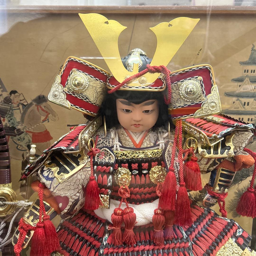 五月人形　大将飾り　亀甲　兜　刀　初陣　オルゴール付き