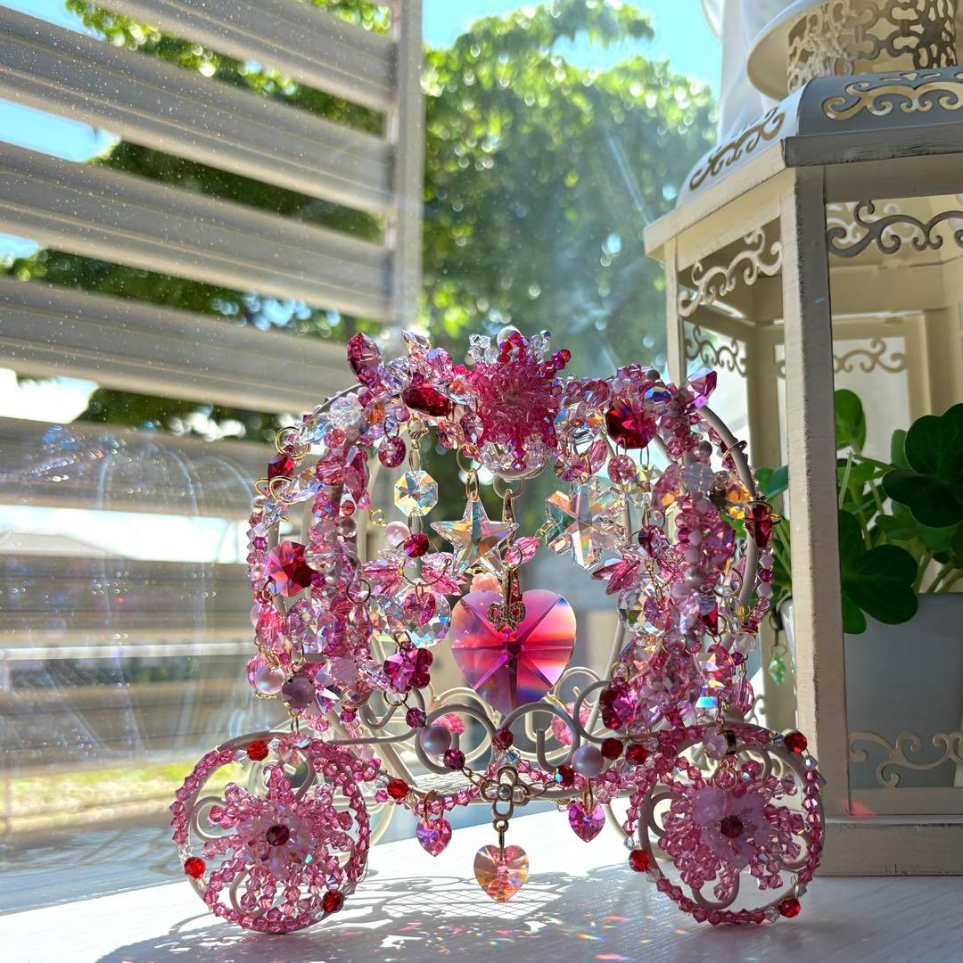 ボルドー40㎜ハート✩.*˚SWAROVSKI置き型サンキャッチャー