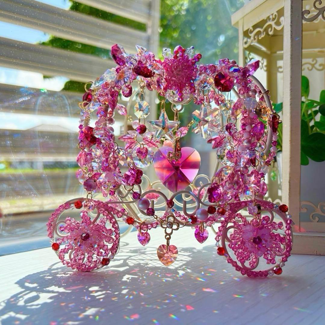 ボルドー40㎜ハート✩.*˚SWAROVSKI置き型サンキャッチャー