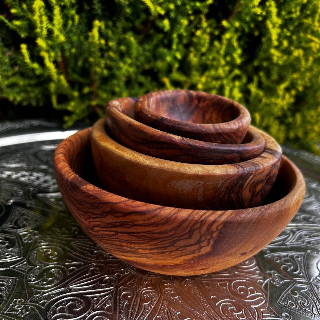 オリーブの木　入れ子になるボウル　4点セット