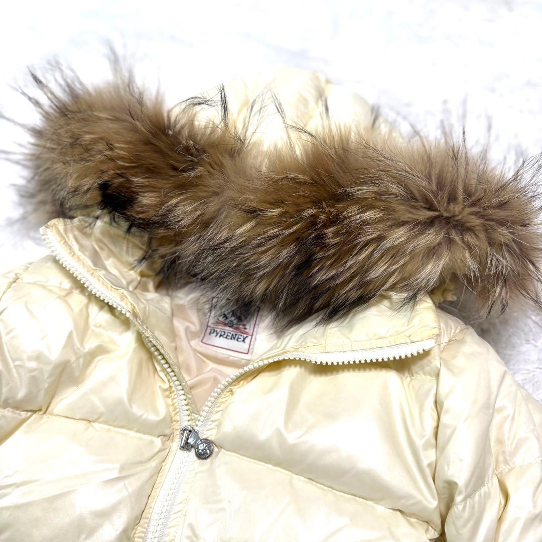 美品 2wayピレネックス ダウンジャケット M ロゴ ラクーンファー フード