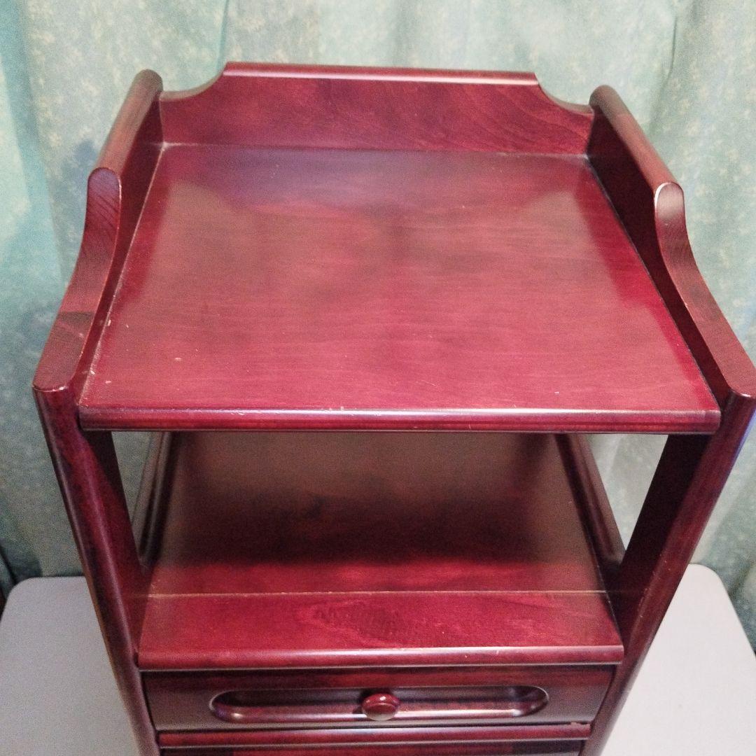 オールドカリモク　電話台　花台　　小物入れ　引き出し付　高級家具