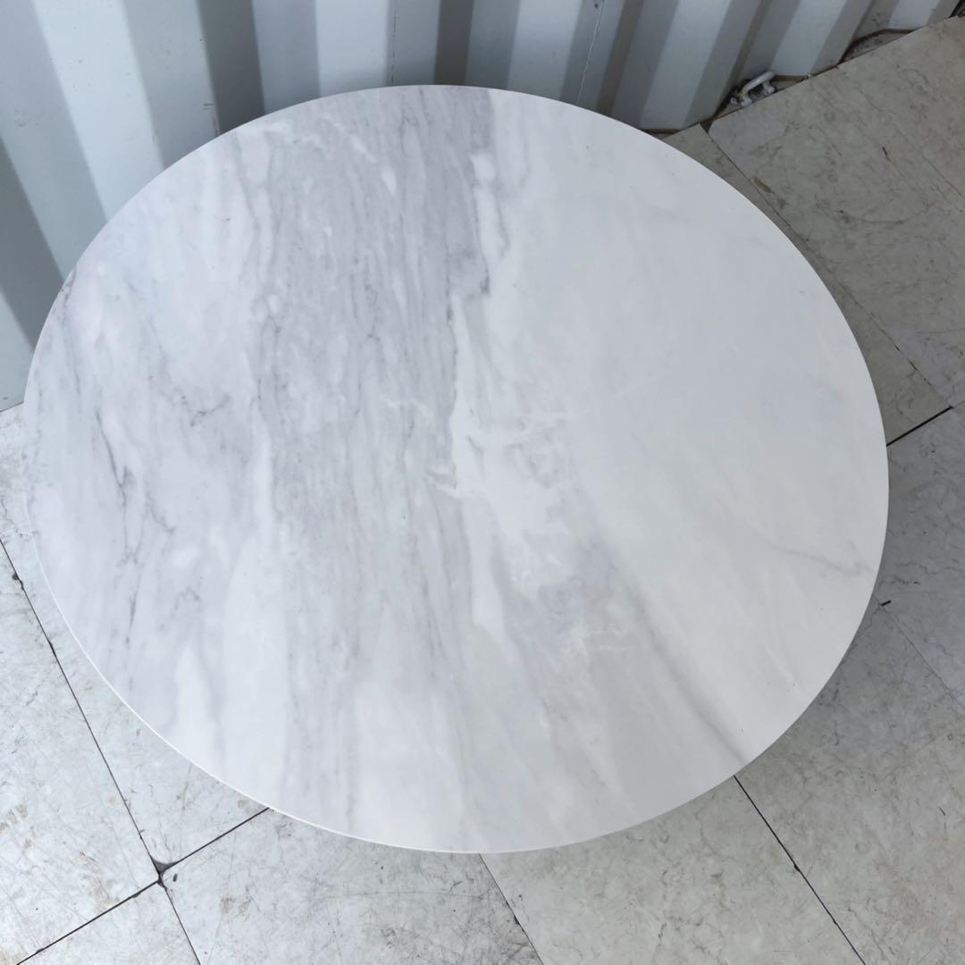 取付無料！ボーコンセプト セビリア 大理石風ホワイト天板円形コーヒーテーブル✨