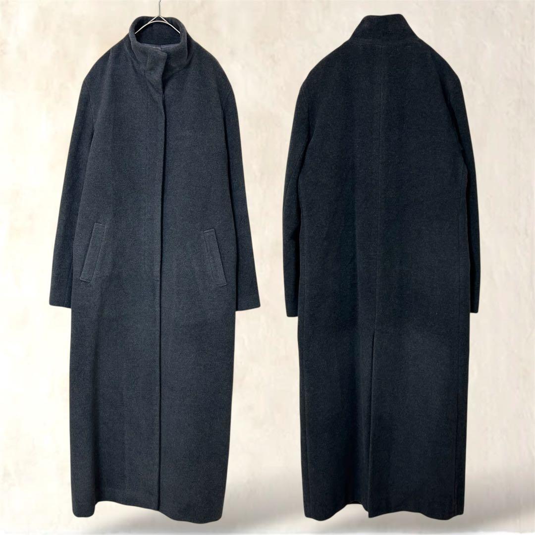 ケーティーキヨコタカセ　ロングコート　アンゴラ混　M　ダークグレー　アウター　冬