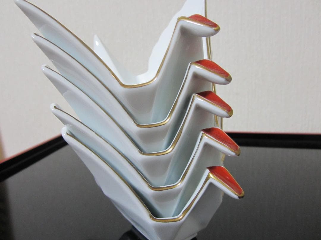 迎春◆お正月の器◆伝統工芸 有田焼◆料亭の器◆白磁製 鶴５客◆ 小鉢、小付、向付