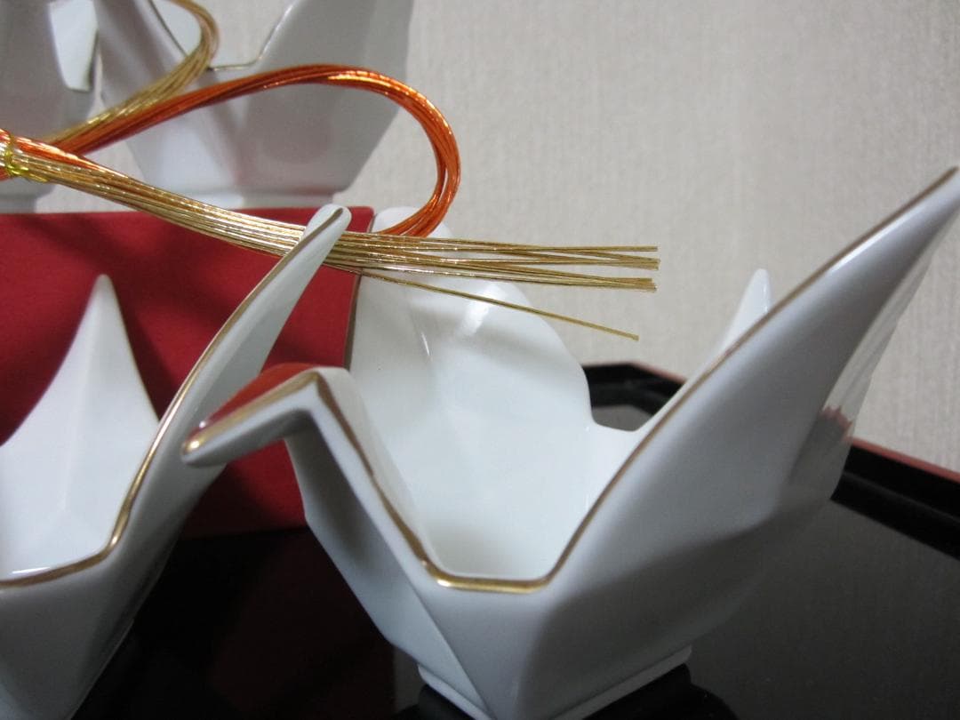 迎春◆お正月の器◆伝統工芸 有田焼◆料亭の器◆白磁製 鶴５客◆ 小鉢、小付、向付