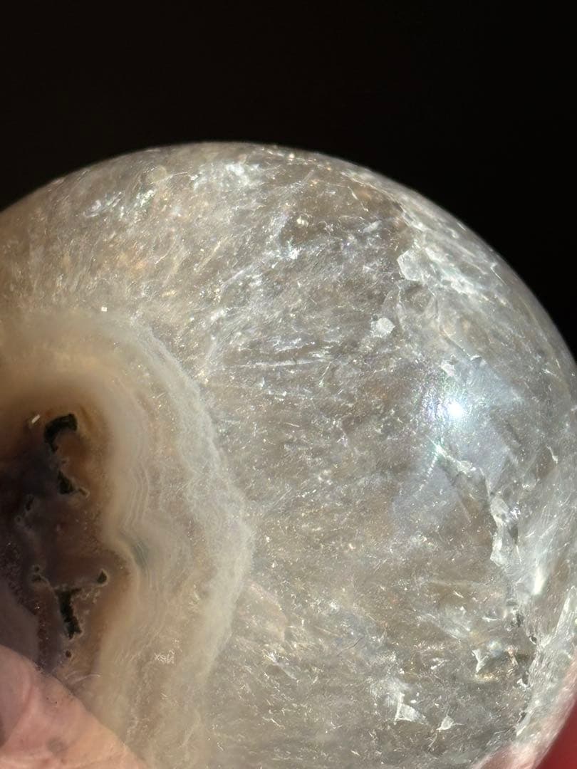 ブラジル産　プラシオライト　瑪瑙共生　グリーンアメジスト　スフィア4.72cm