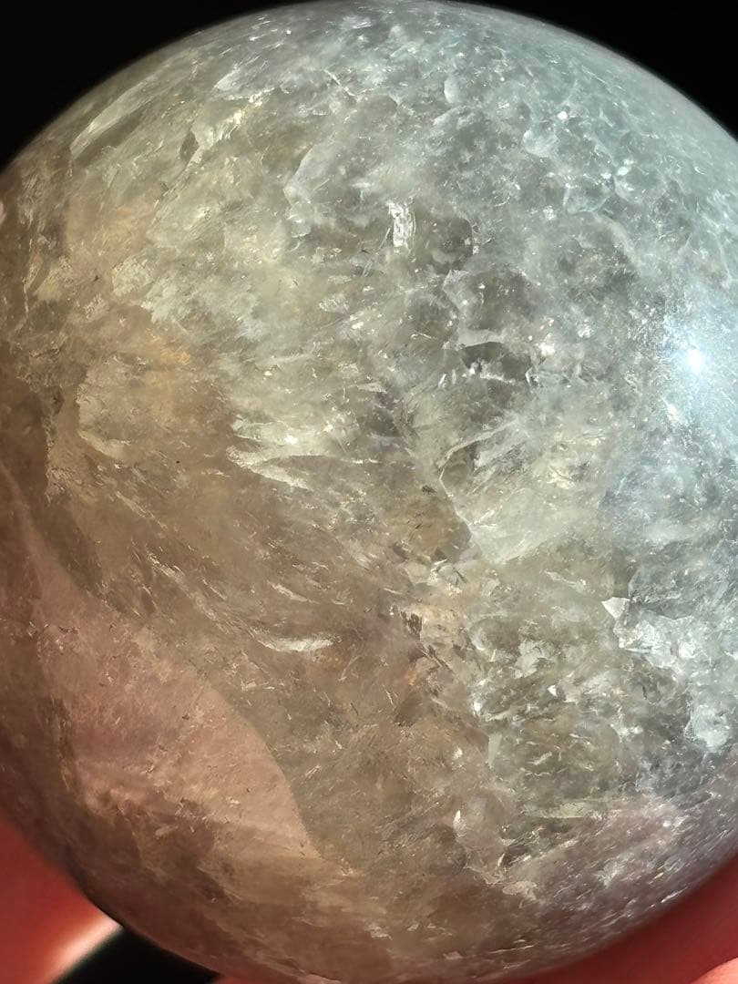 ブラジル産　プラシオライト　瑪瑙共生　グリーンアメジスト　スフィア4.72cm