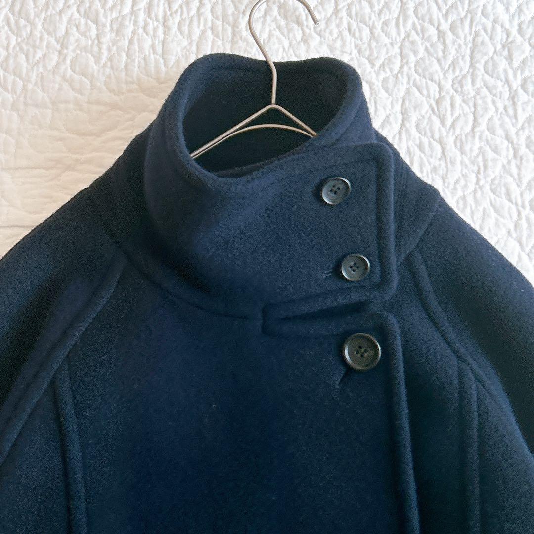 n*o様 スローブイエナ 23AW スタンドコクーンコート ロング ウール ネイ