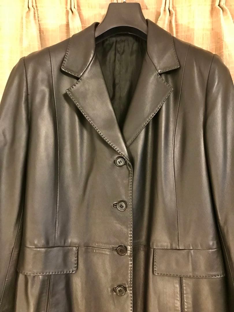 【イタリア製】【大きいサイズ】レザージャケット・コート黒 フィレンツェの老舗購入