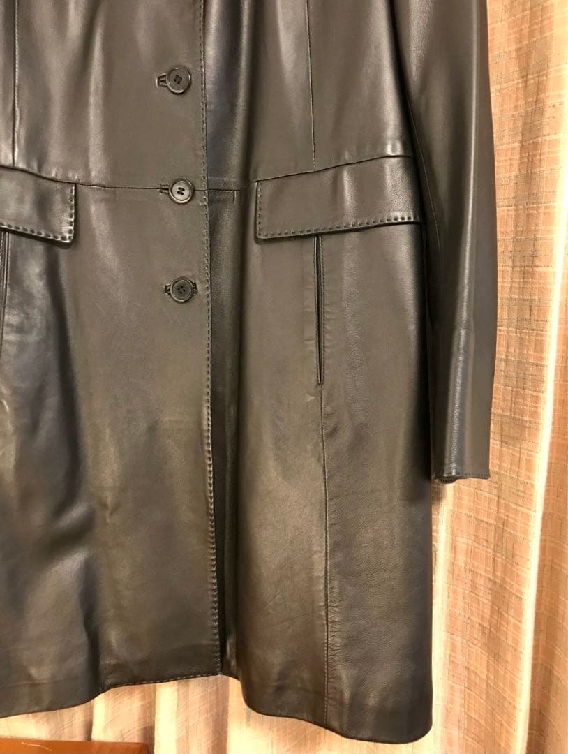 【イタリア製】【大きいサイズ】レザージャケット・コート黒 フィレンツェの老舗購入