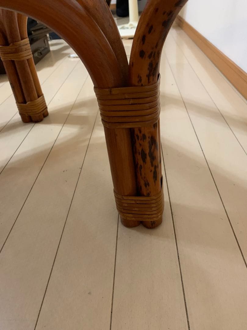 ラタン　テーブル　ヴィンテージ　ガラステーブル