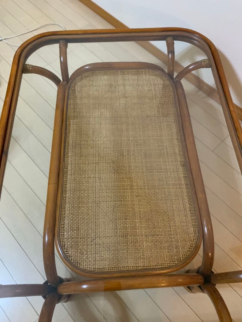 ラタン　テーブル　ヴィンテージ　ガラステーブル