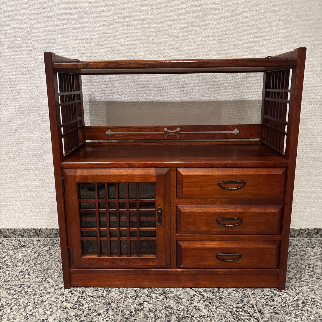 カリモク　チェスト　茶箪笥　飾り棚