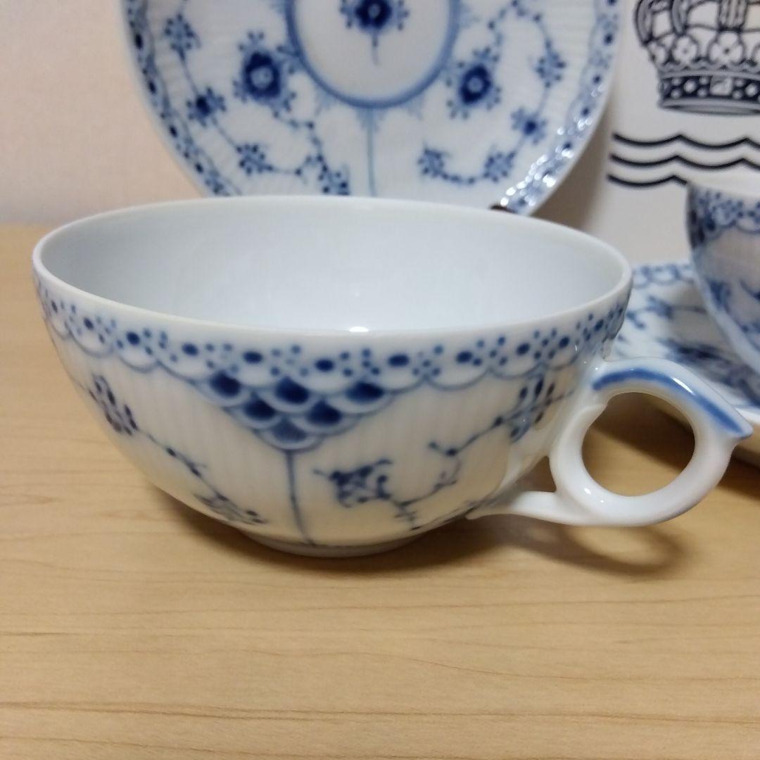  ハーフレース　カップ＆ソーサー ペア　2客