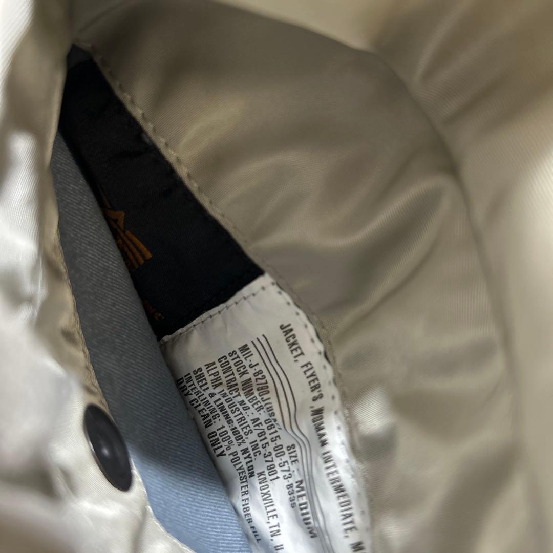 【美品】ALPHA MA-1 フライトジャケット シルバー M 短丈