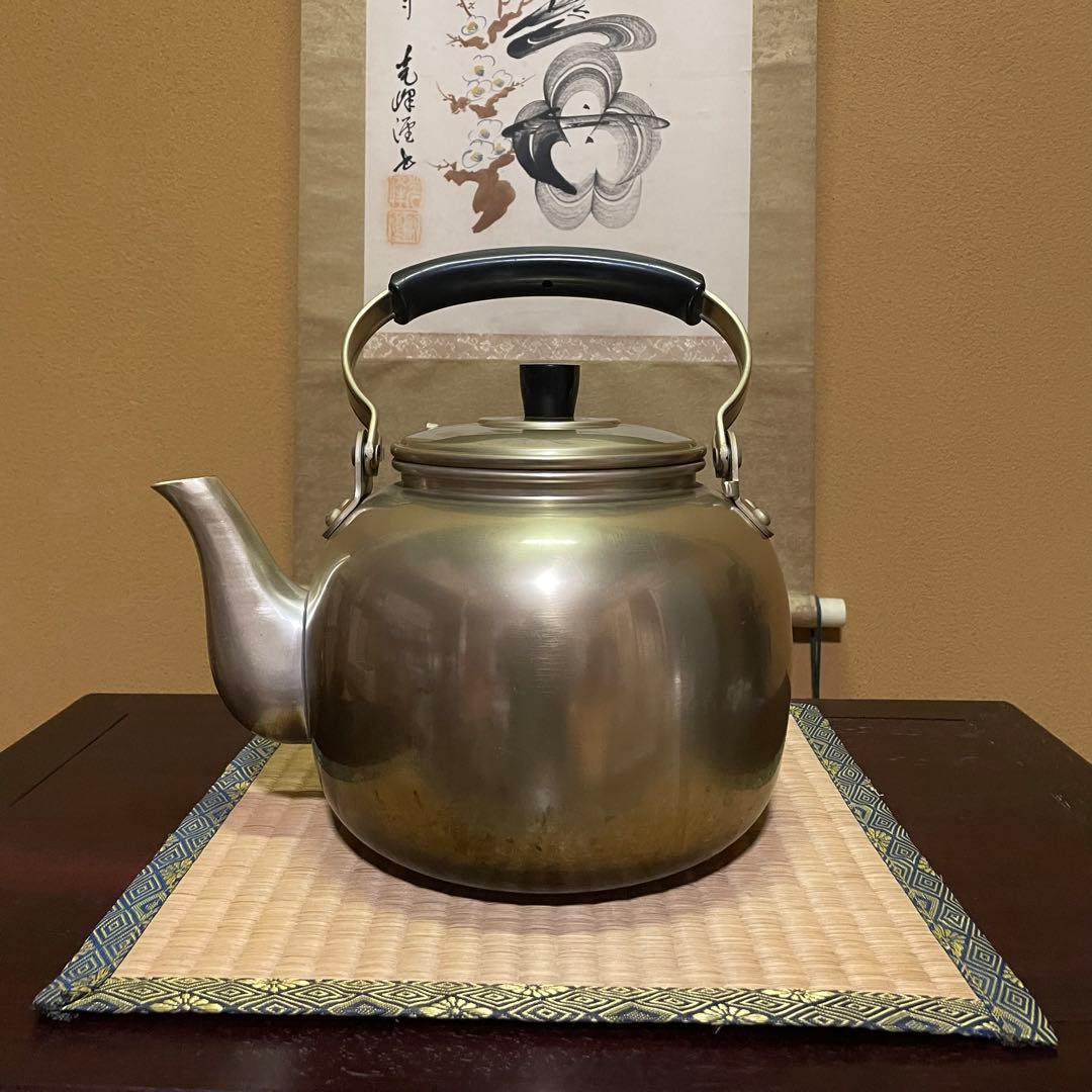 【昭和レトロ】アカオ やかん しゅう酸メッキ 5L ケトル 湯沸かし ビンテージ