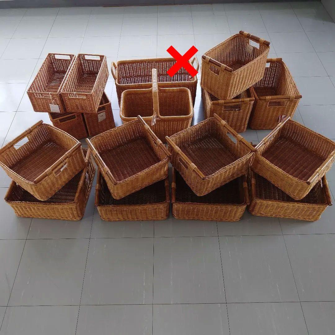 籐製ハンドル付き収納バスケット ⑥